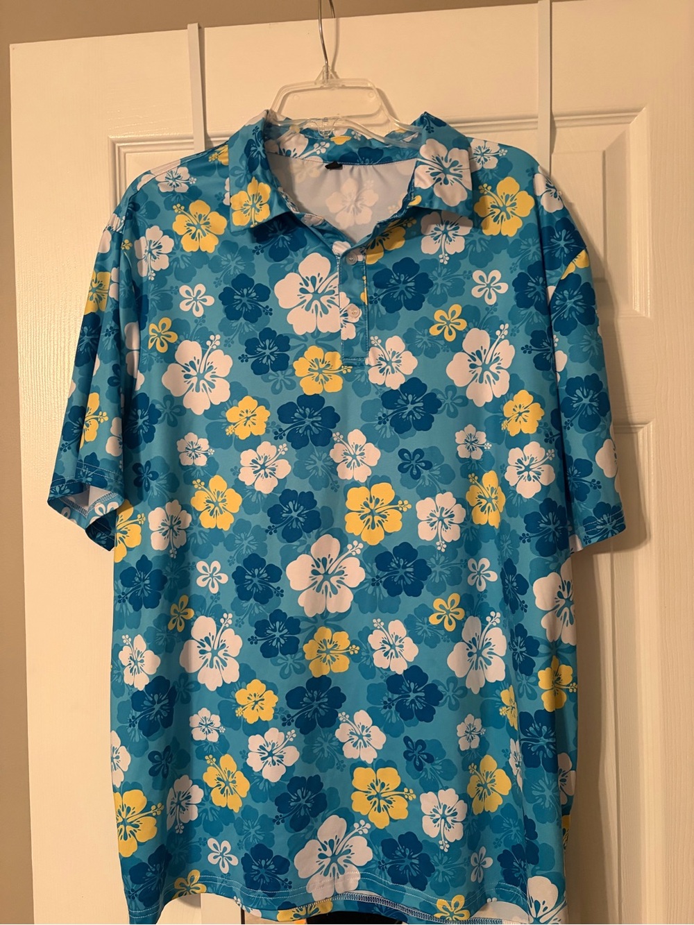 Blue Floral Hawaiian Golf Short-Sleeve Men's Shirt